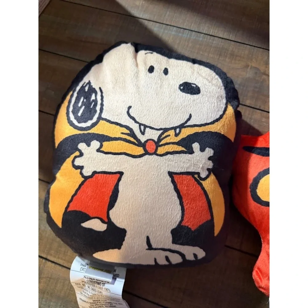 Peanuts Halloween Plush Pillow Set Snoopy Vampire Woodstock Witch 2pc Decor